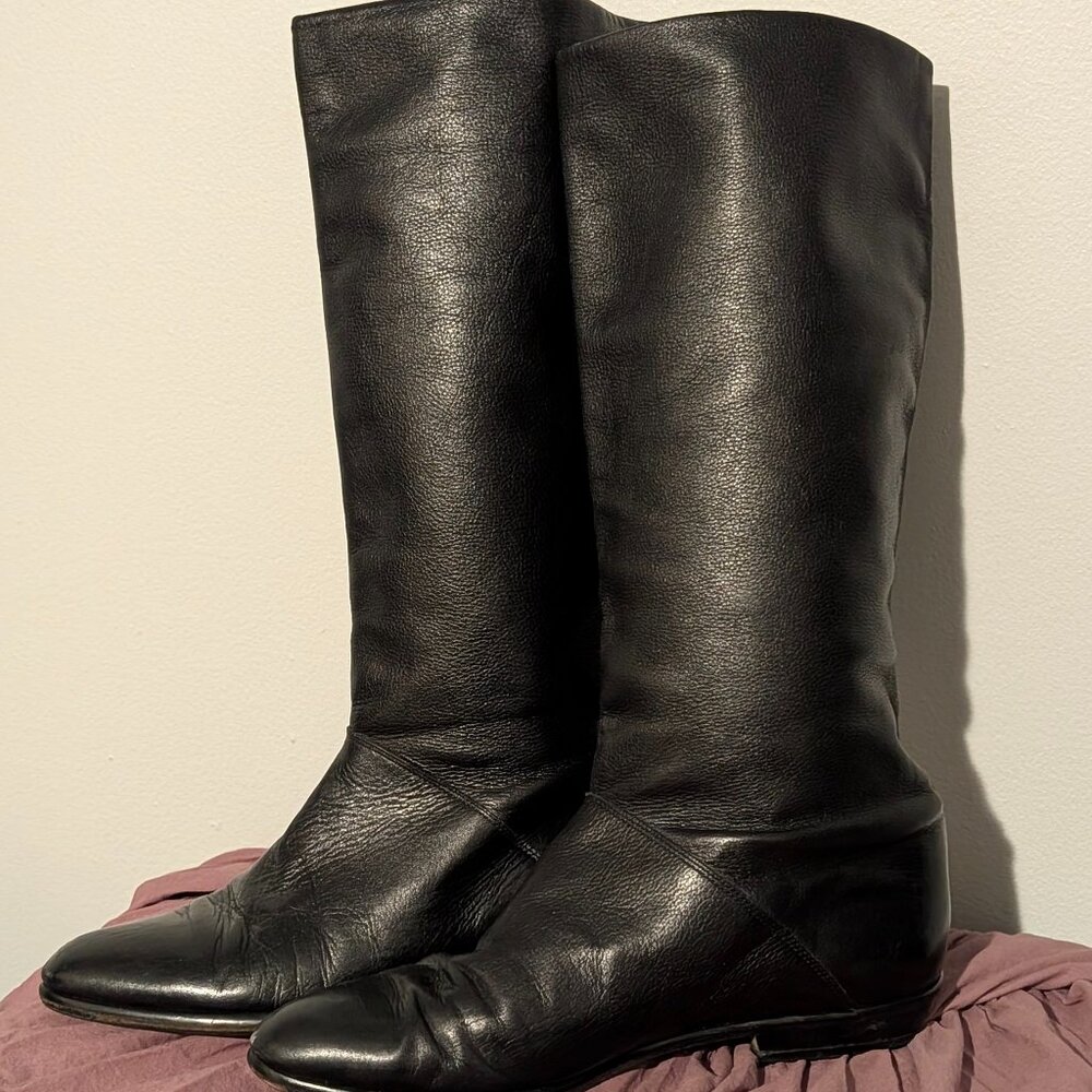 Black Italian Leather Riding Boots – Women’s Size 8